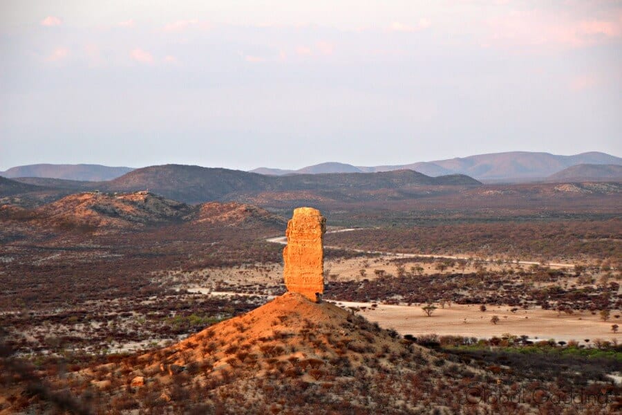 Vingerklip, a freestanding rock column in Namibia's Ugab Valley. 