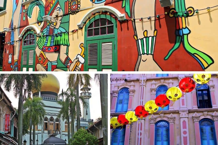 photos of different neighbourhoods in Singapore