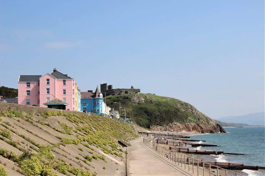 Criccieth Castle and beach in North Wales