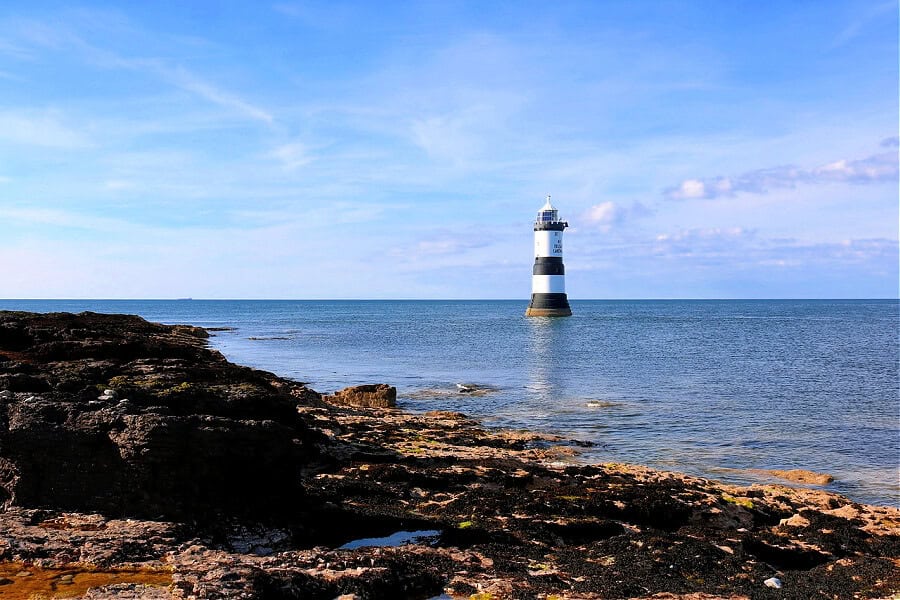 Penmon Point Lighthouse in Anglesey, North Wales, UK