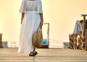 A woman in a white dress