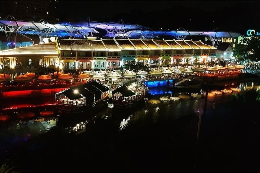 Nighttime along Clarke Quay, Singapore