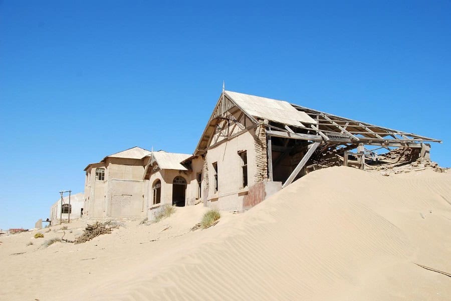 A house filled with sand in Kolmanskop Ghost Town, Namibia