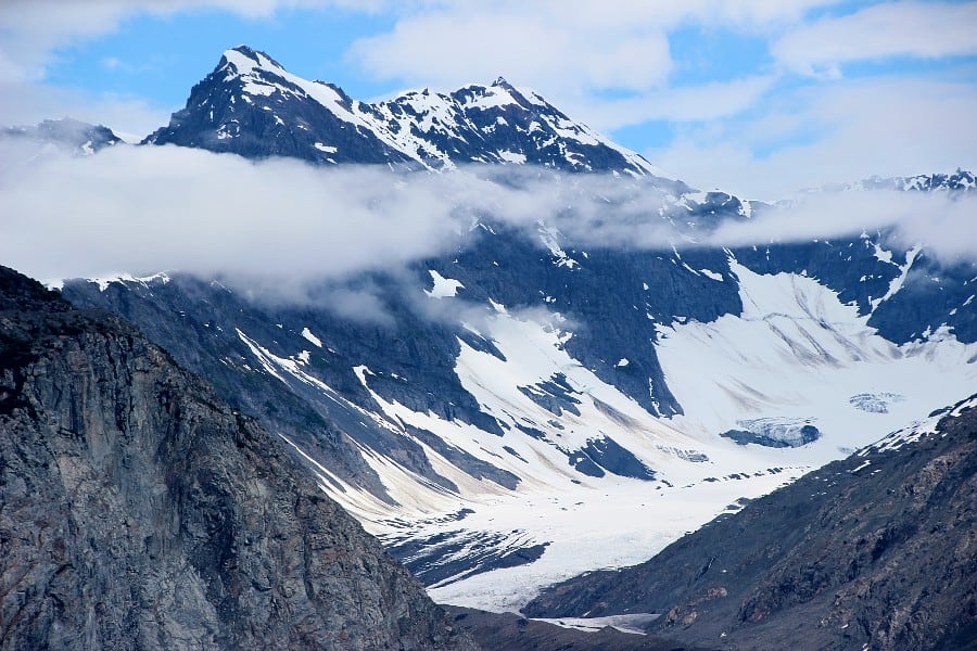 glacier and mountains