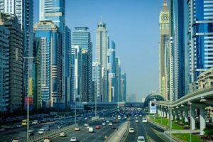 Dubai road and skyscarpers