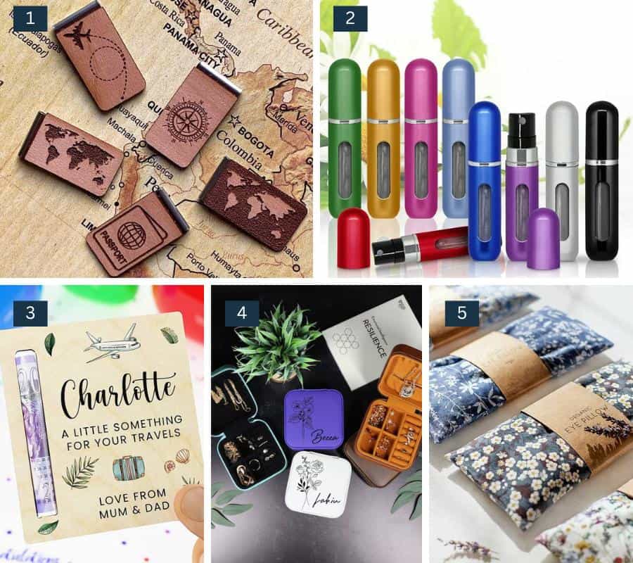 five individual photos of gifts