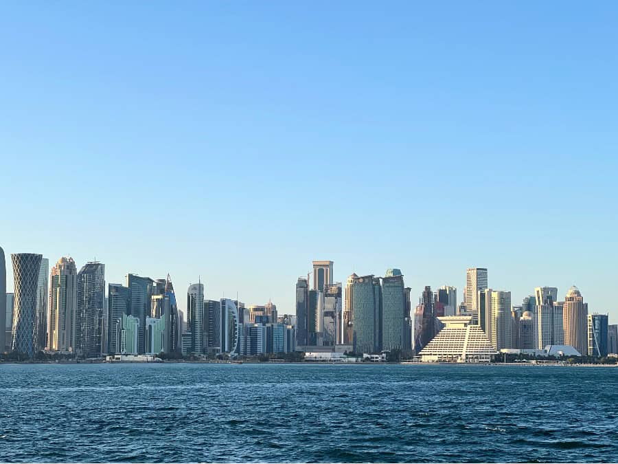 view across West Bay towards Doha Skyline