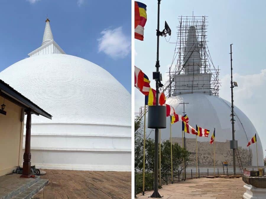 Large white dagoba, part of the temple complex at Mihintale.