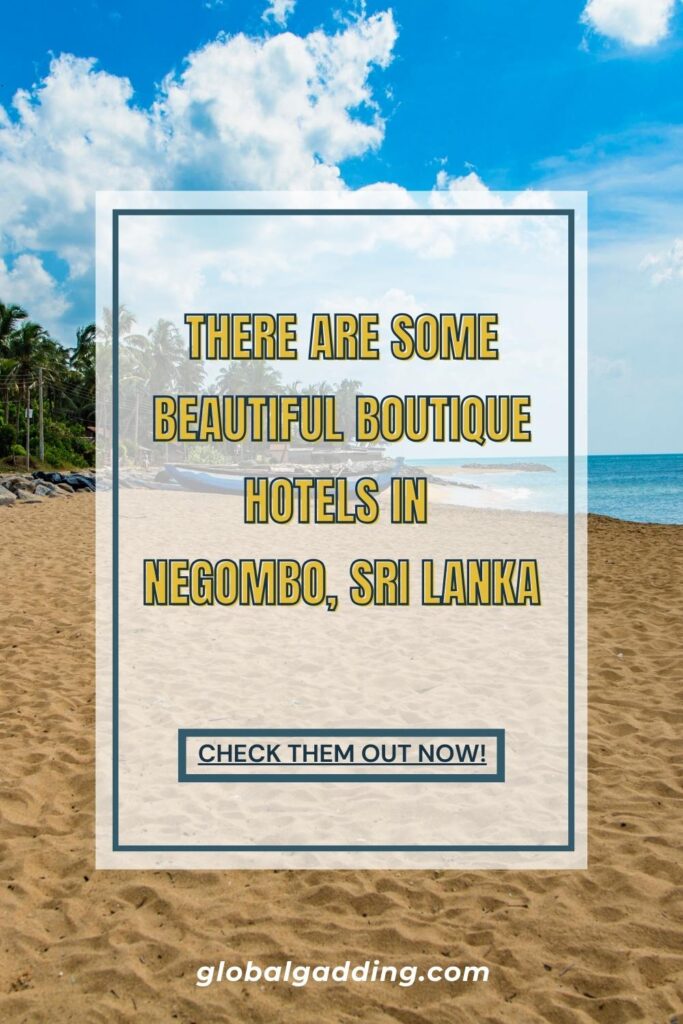 a pin detailing an article about the best boutique hotels in Negombo.