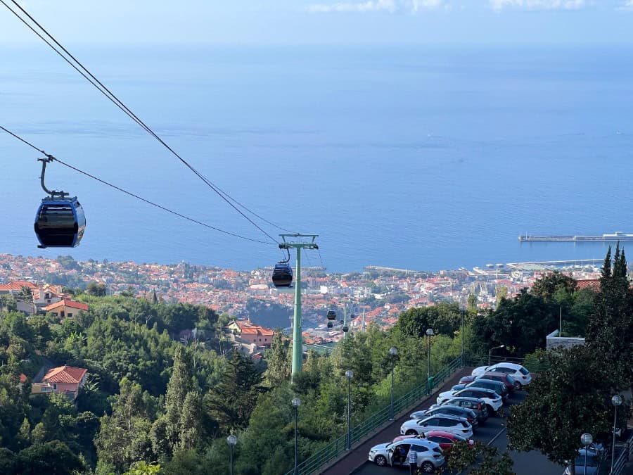 Funchal cable car with views over Funchal and the sea