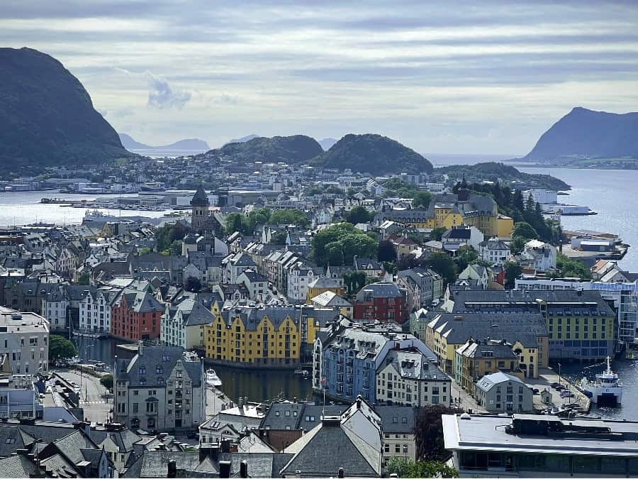 View over Ålesund harbour and islands from Aksla viewpoint