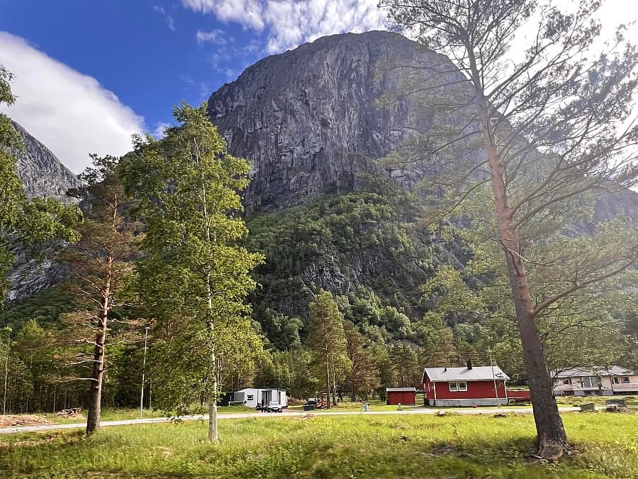 Norway road trip accommodation planning with a car, luggage and scenic overnight stops