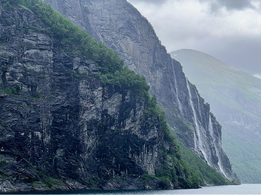 View from the Hellesylt to Geiranger ferry during a 14 day Norway itinerary